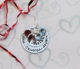 GRANDMOTHERS LOVE -- Personalized with grandchildren's names & swarovski birthstones 