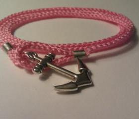 Anchor Bracelet - Pink - Handmade Nautical bracelet