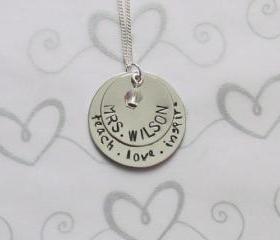 TEACHER NECKLACE -Personalized Jewelry - Teach Love Inspire